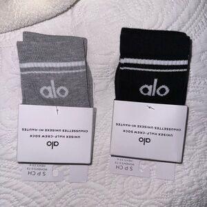 TWO PAIRS of ALO Yoga Unisex Half Crew SOCKS